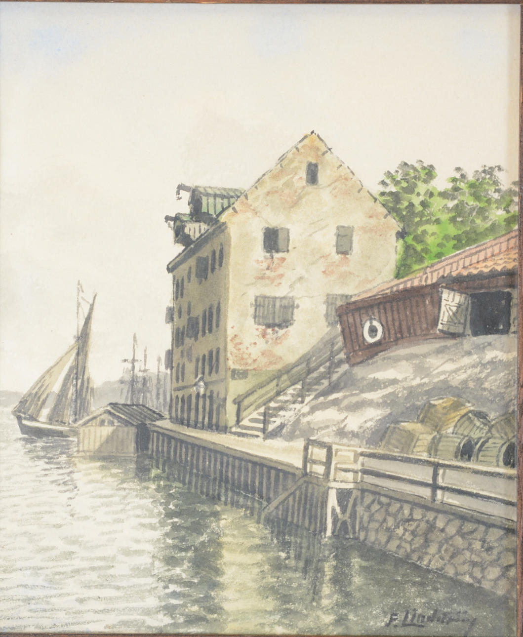 FRANS LINDSTRÖM. Akvarell.