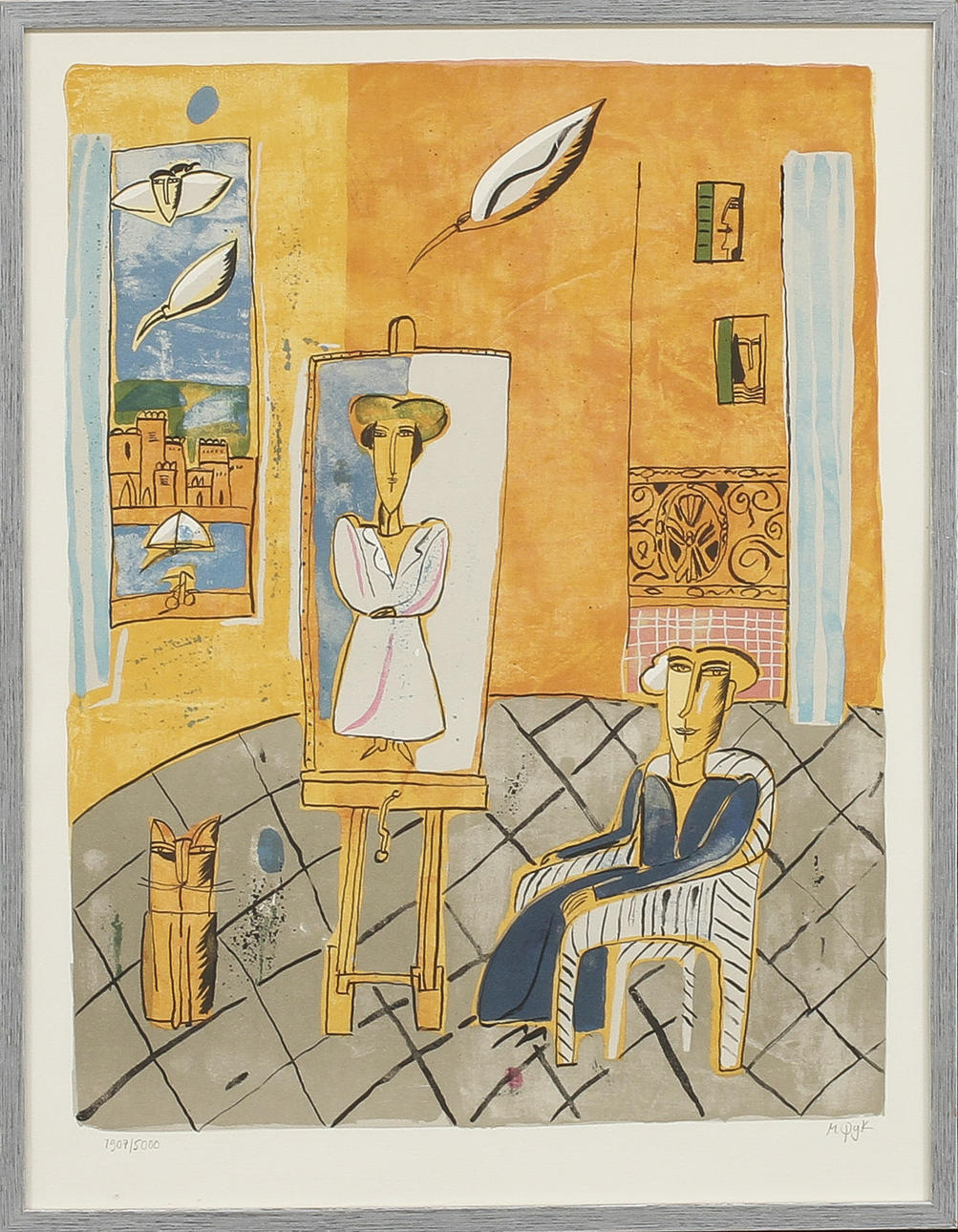 MADELEINE PYK. Konstnärsatelje, färglitografi, signerad och numrerad 1907/5000.