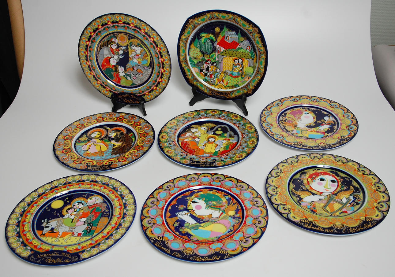 TALLRIKAR, 8 st, porslin, Björn Wiinblad, Rosenthal.