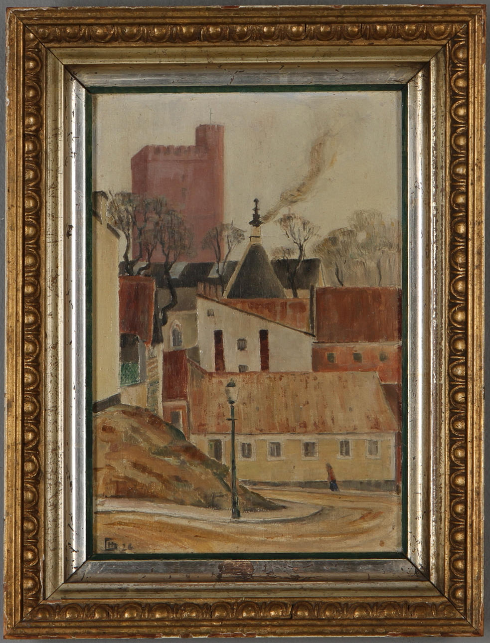 HUGO GEHLIN. Motiv från gamla Helsingborg, olja på pannå, monogramsignerad och daterad 26.