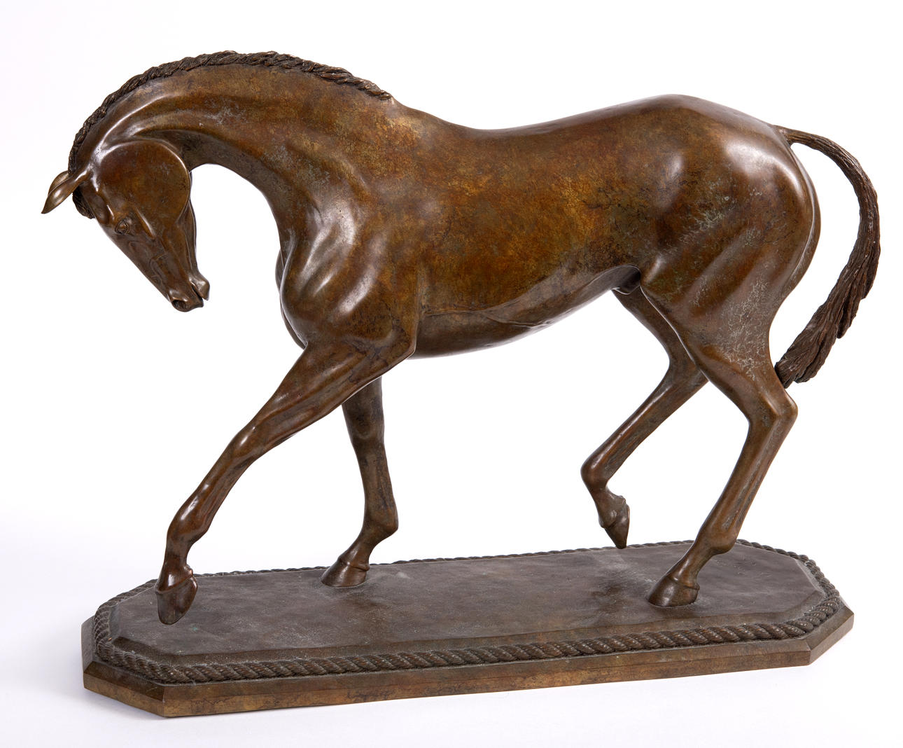 GEORGE BINGHAM (BRITISH 20THC) - LARGE BRONZE SCULPTURE OF A HORSE.