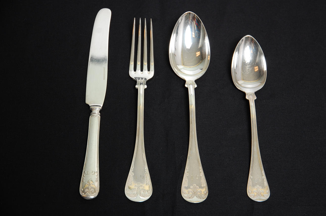 BESTICK, 44 delar nysilver, Gammal Fransk.