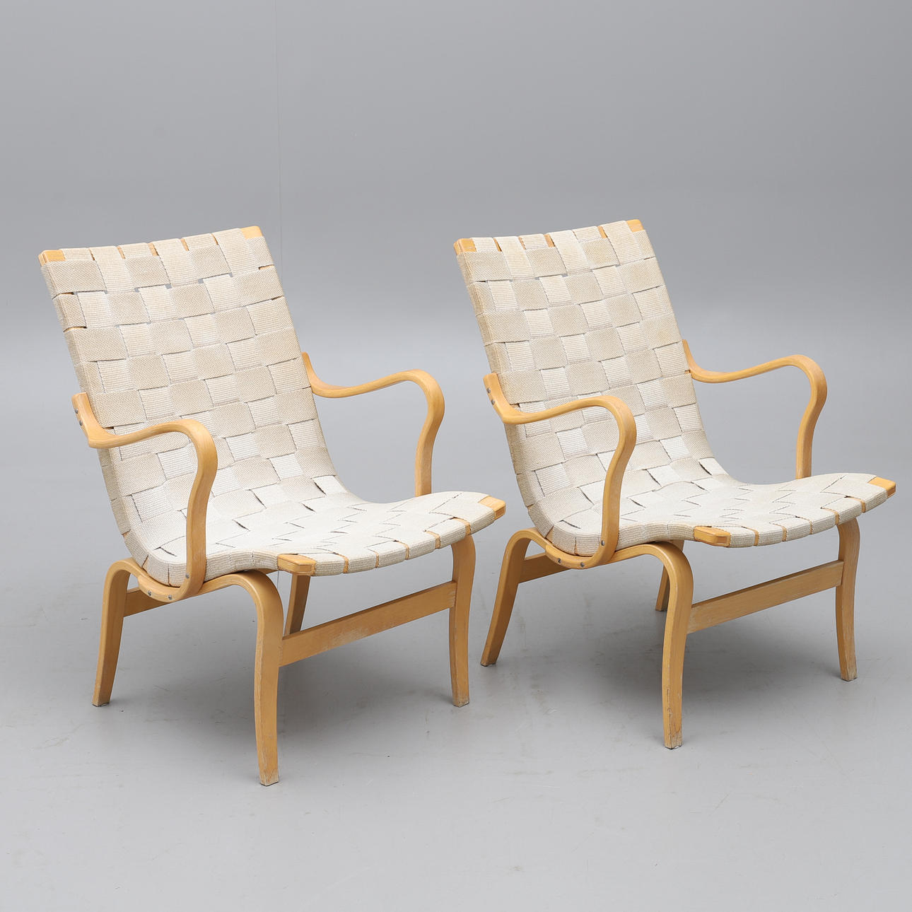 BRUNO MATHSSON. ARMCHAIRS, “EVA”, A PAIR, DUX.