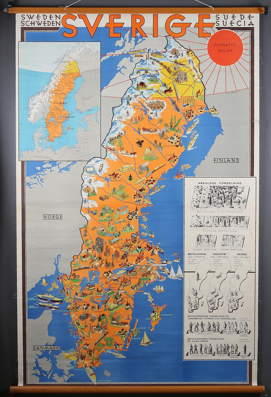 SKOLKARTA, Sverige, Gunnar Saeitz, Stockholm, 1900-talets mitt.