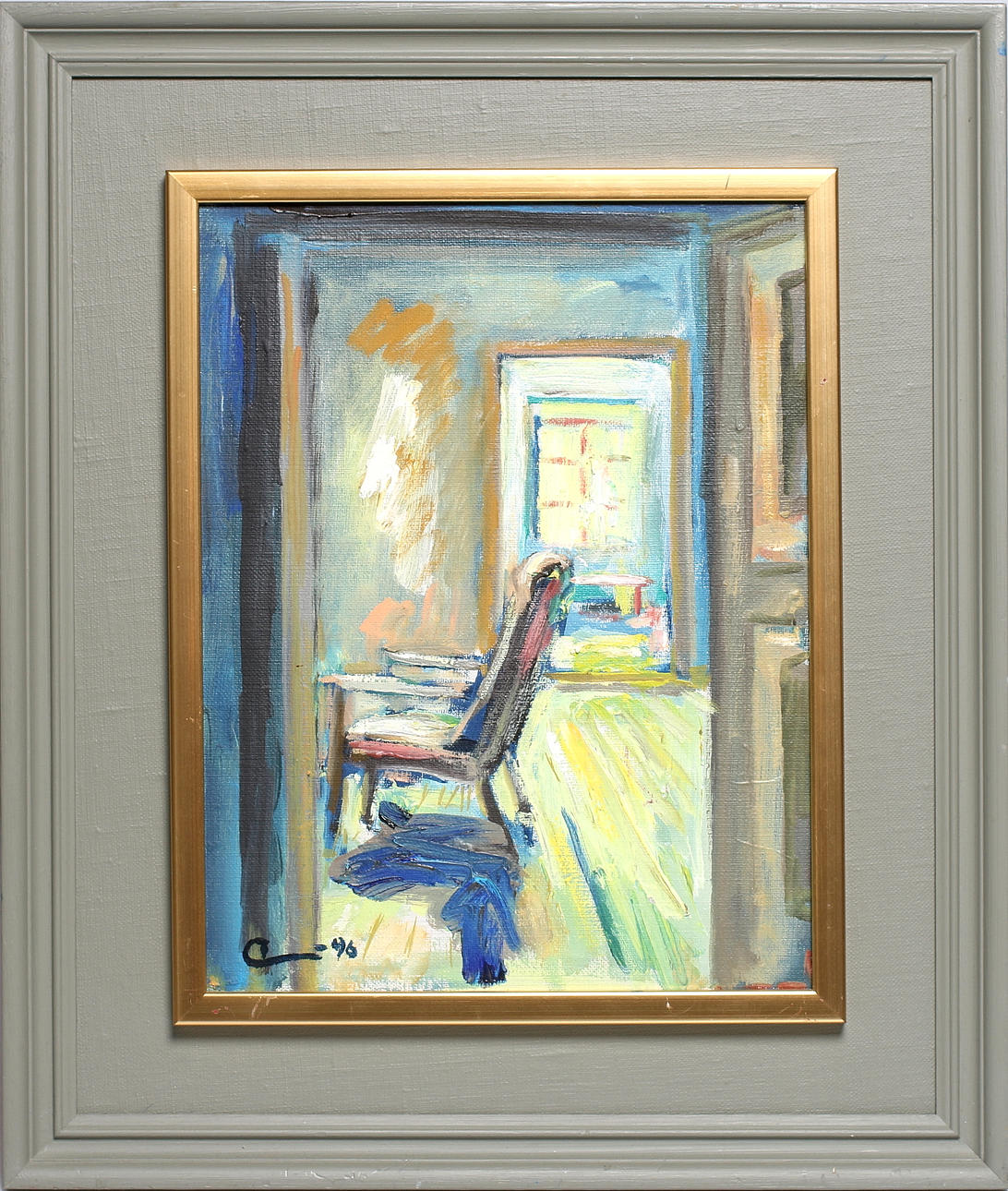 EINAR WENNBERG. "Stol i motljus", olja på duk. Signerad och daterad -96.