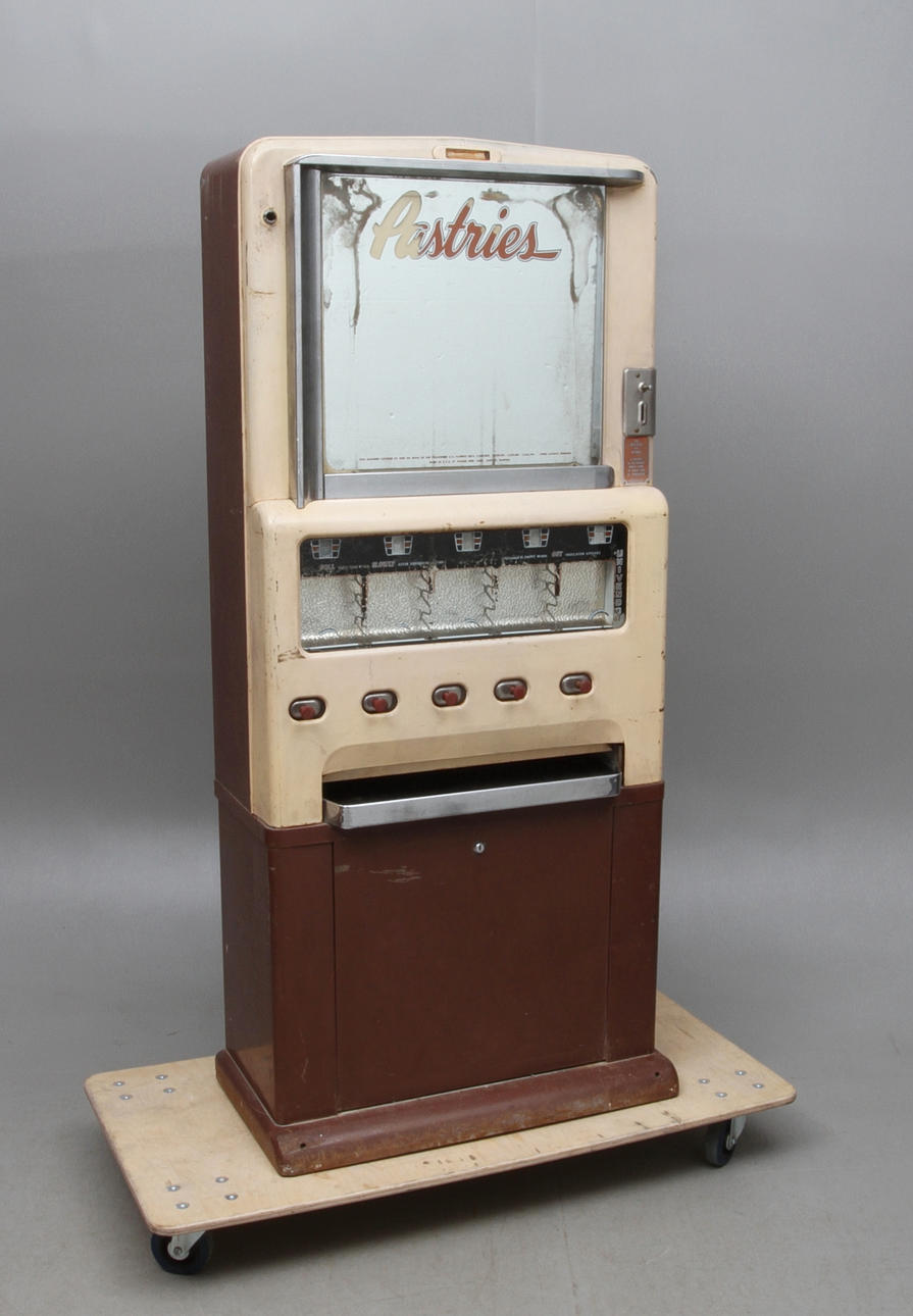 VARUAUTOMAT, för bakverk, Univendo, Stoner Mfg. Corp. Aurora, Illinois, USA, omkring 1900-talets mitt.