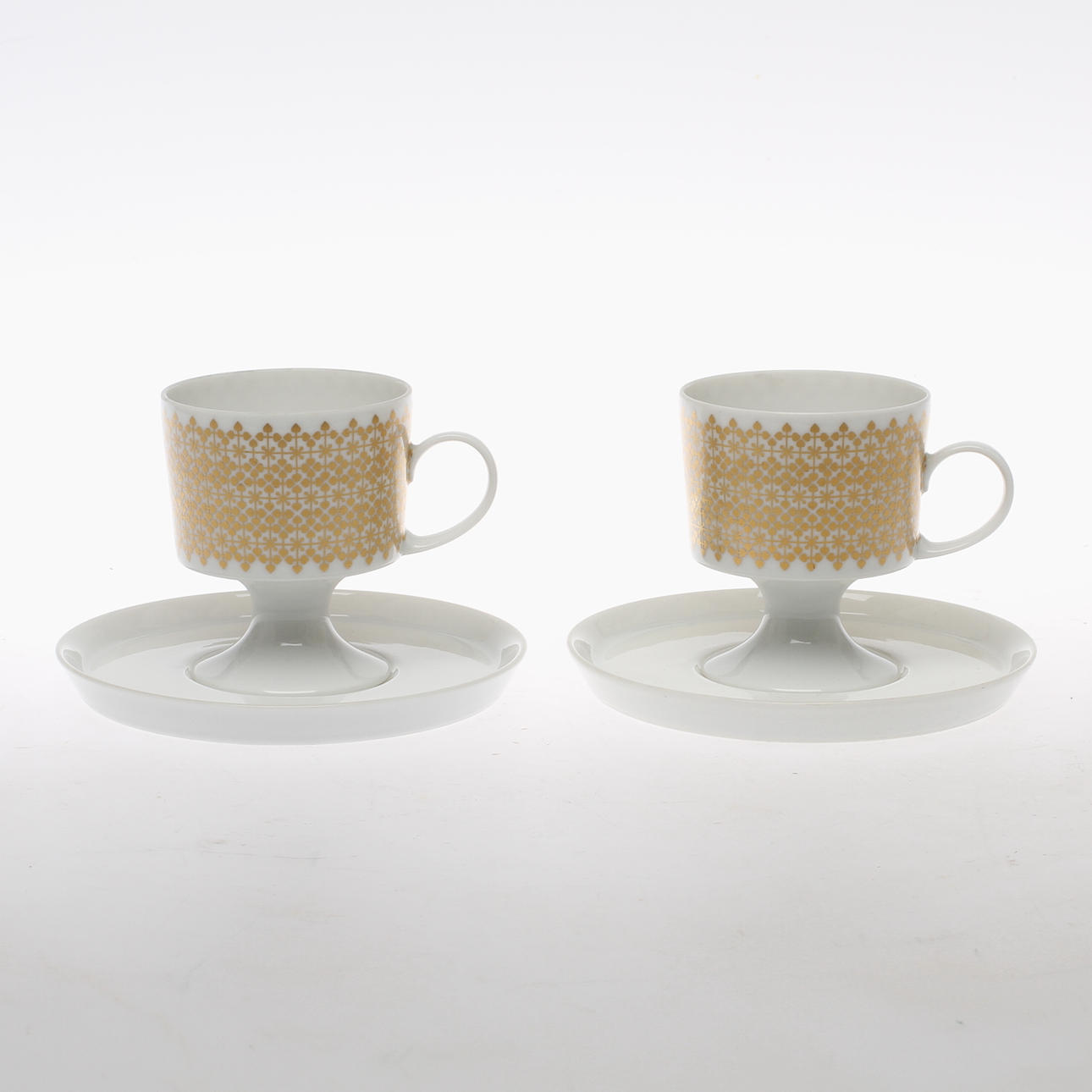 KAFFEKOPPAR MED FAT, 12 delar, porslin, Tapio Wirkkala, Rosenthal, 1900-tal.