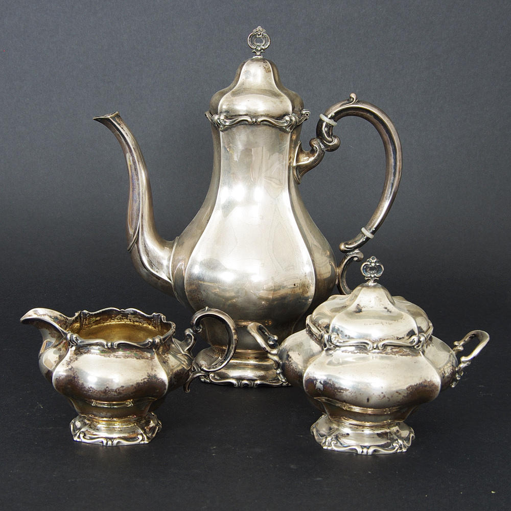 KAFFESERVIS, silver, rokokostil, G.A. Dahlgren troligen 1920.