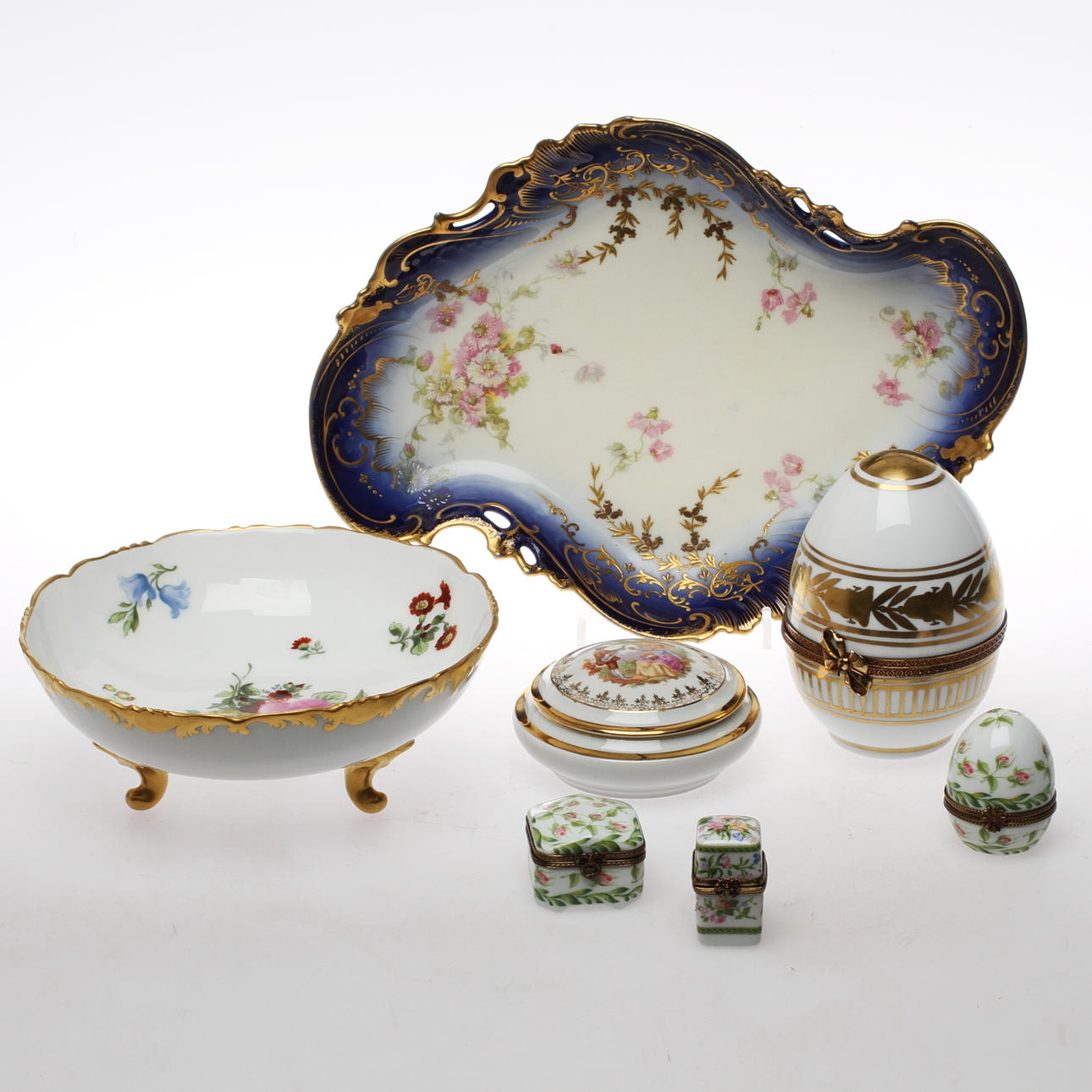 PARTI PORSLIN, 7 delar, Limoges, Frankrike, varierande ålder.