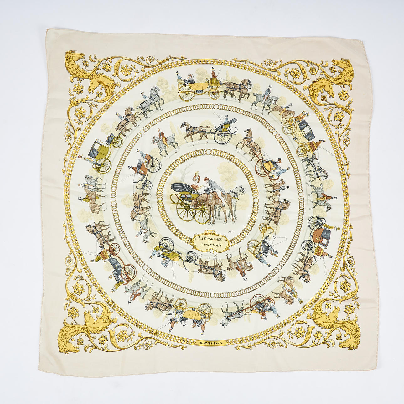 HERMÈS, scarf, “La Promenade de Longchamps”.