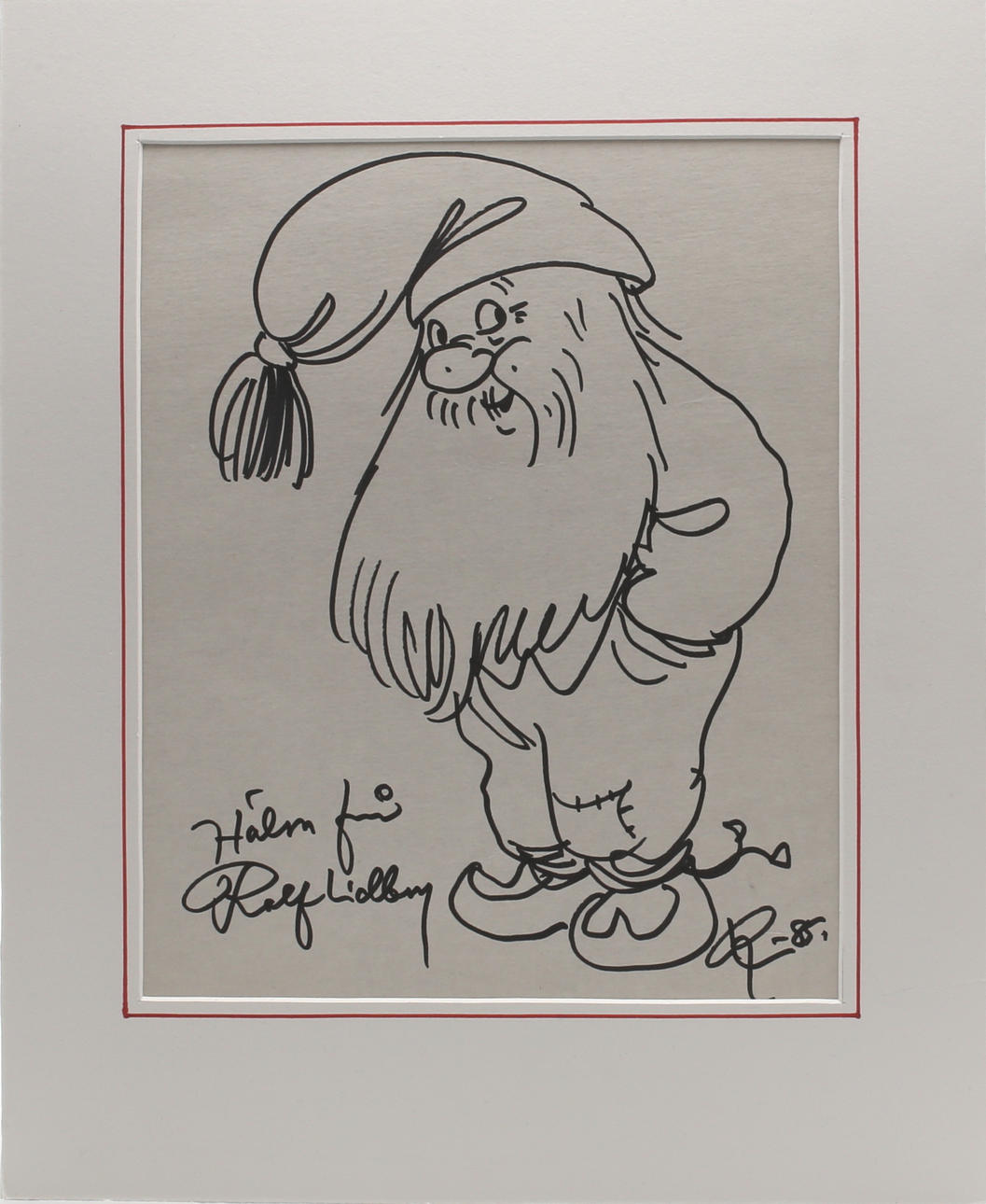 ROLF LIDBERG. Tomte, tuschteckning, signerad samt daterad -85.
