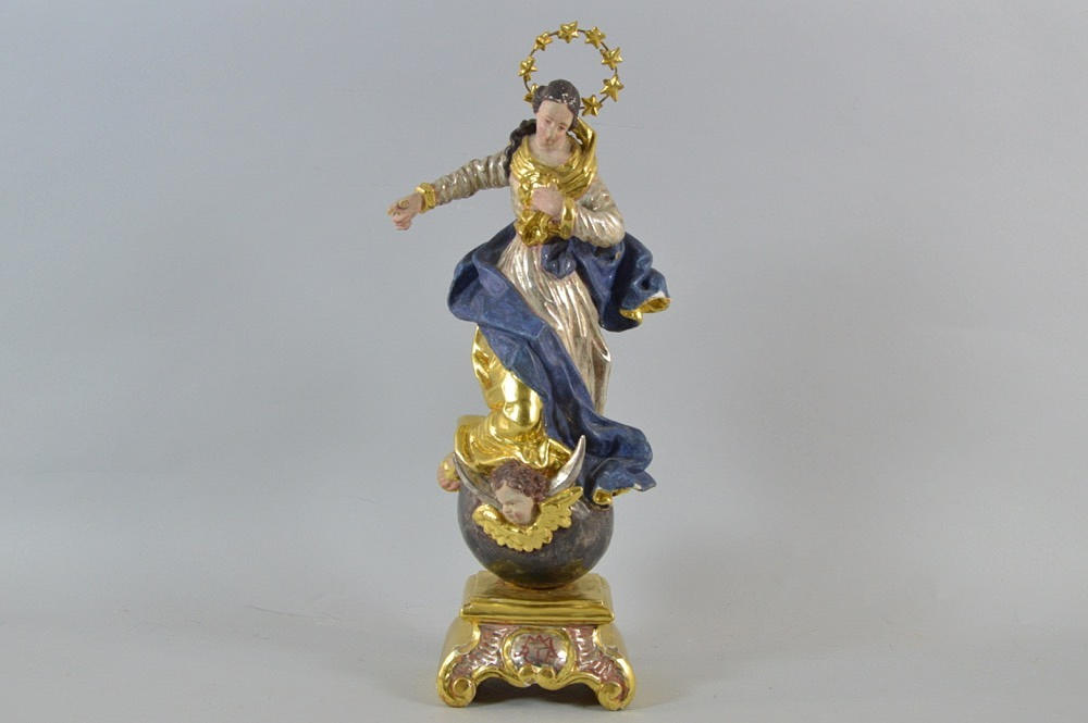 SKULPTUR, barock, snidat trä i Madonna, troligen 1800-tal.