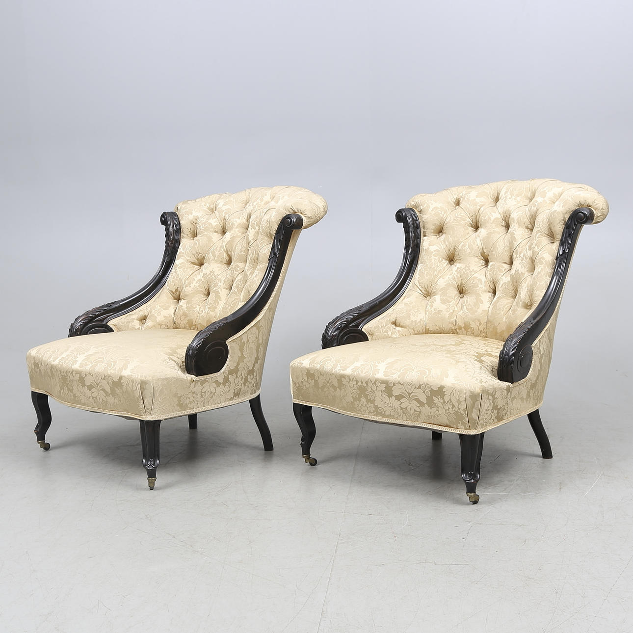 FÅTÖLJER, ett par, oscarianska, 1800-talets andra hälft.