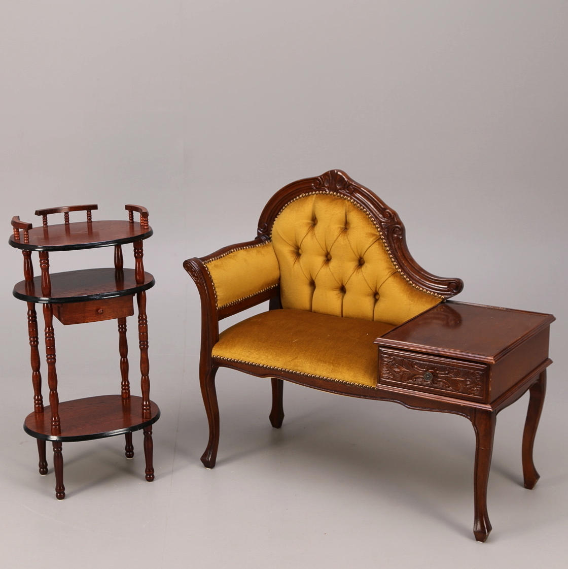 TELEFONBORD rokokostil + hylla, 1900-talets senare del.