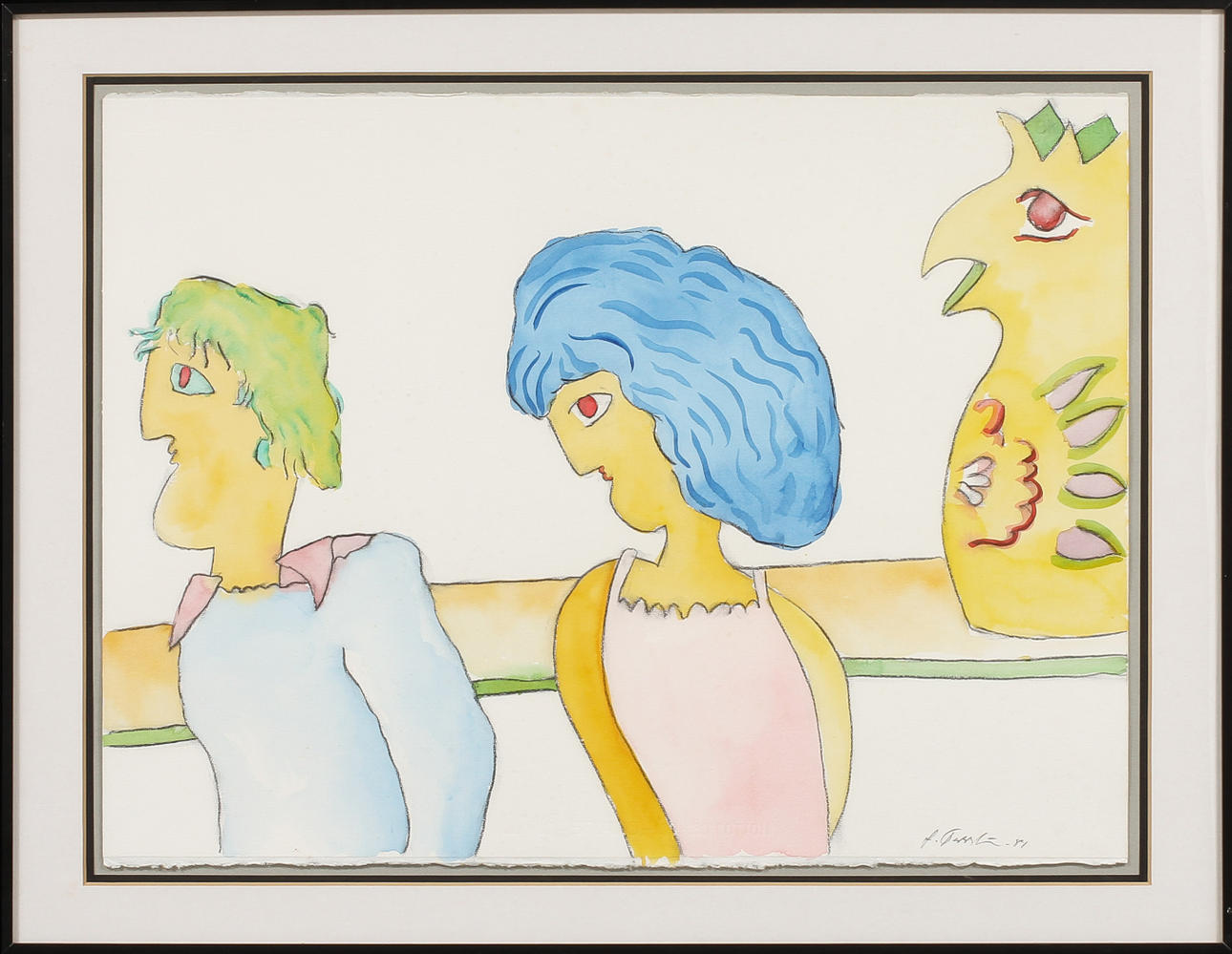 JOHNNY FORSSTRÖM. Komposition med figurer, blandteknik, signerad.