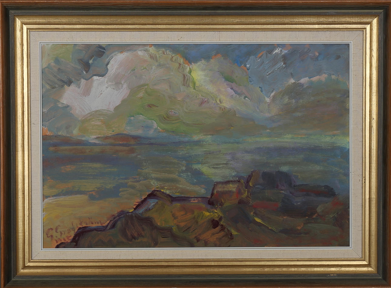 GUSTAV GRAFSTRÖM. Höstkväll, olja på pannå, signerad och daterad, G Grafström 1965.