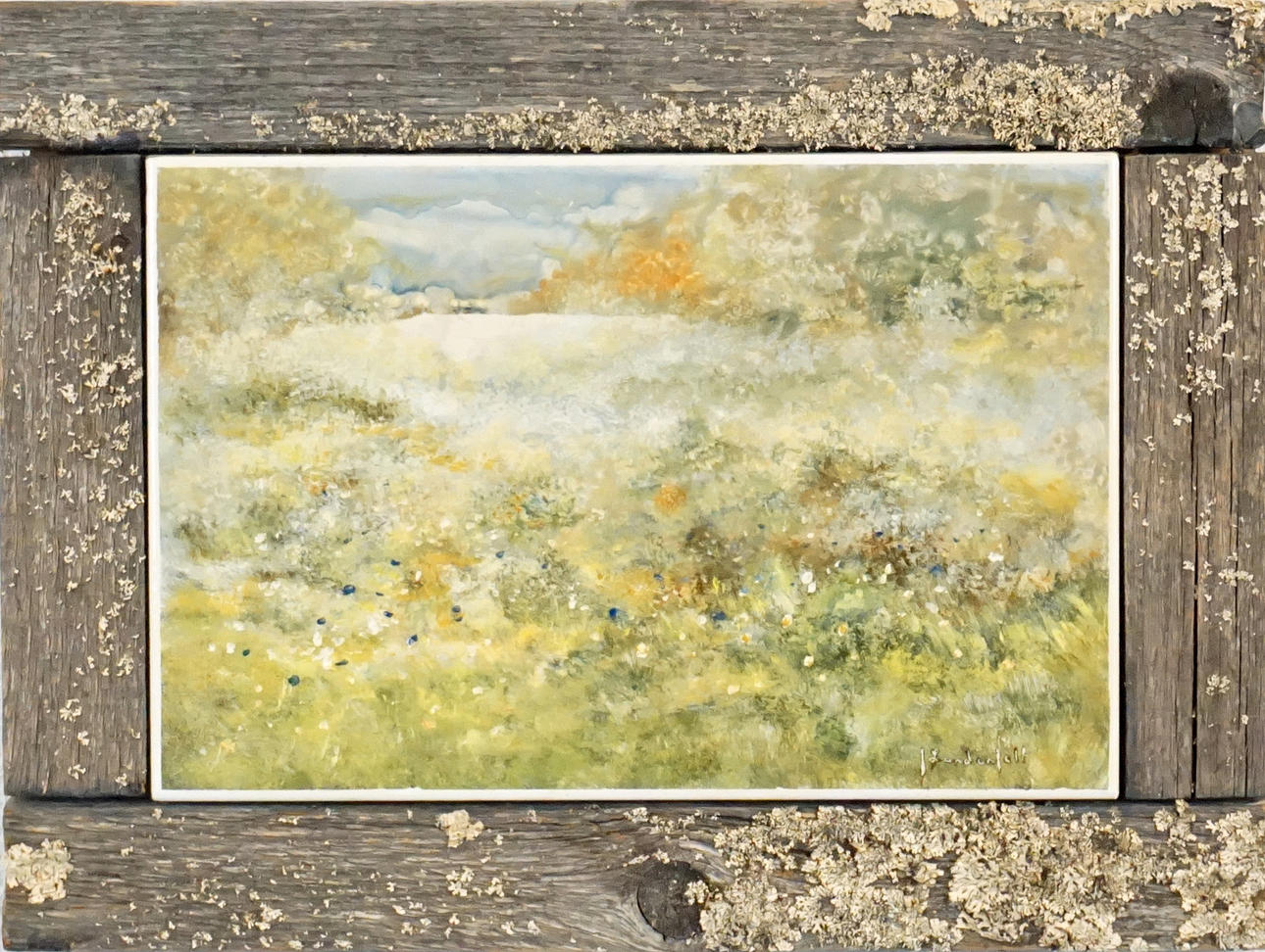 JOHN LANDENFELT, “Höstäng”, painted tile, signed.