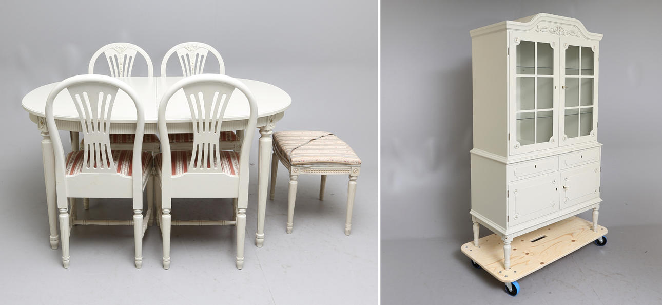 MATSALSGRUPP, 7 delar, Gustaviansk stil, 1900-tal.