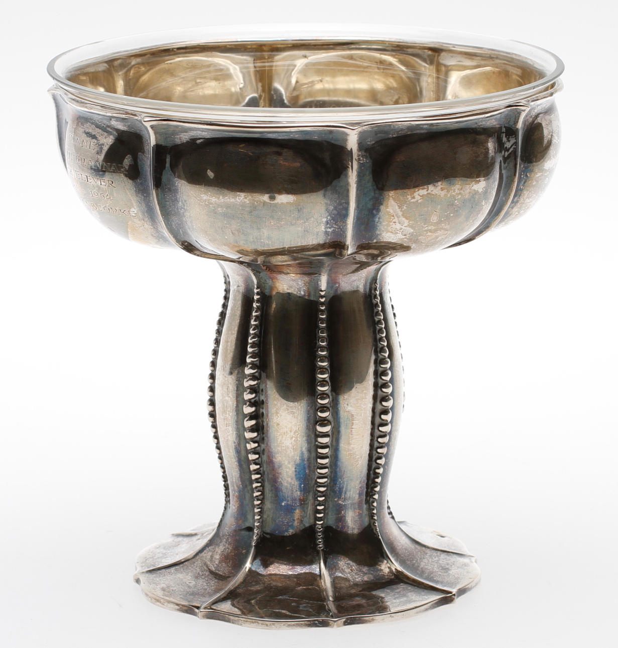 SKÅL, silver och glas, vikt ca 456,7 gram(glasskål ej medräknad).