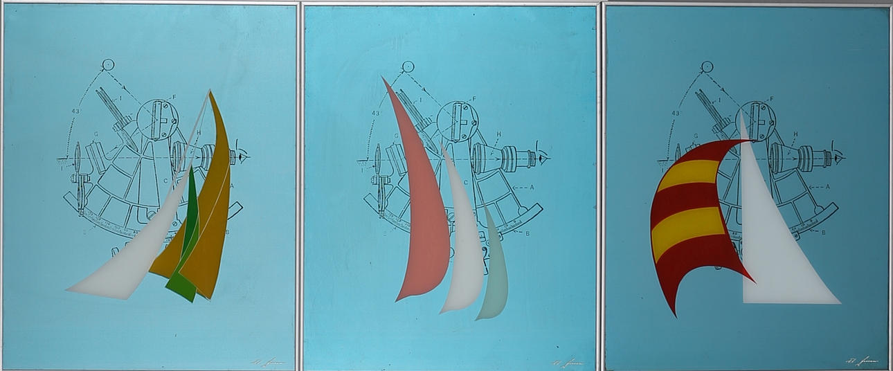 FLEMMING JENSEN. Blandteknik, 3 st, signerad Fl Jensen.