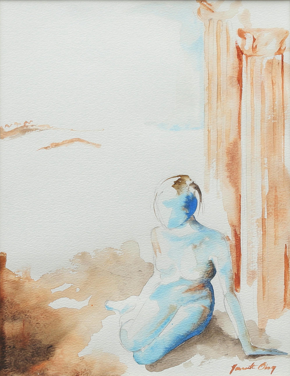JANET ÖBERG. Model, watercolor, signed.