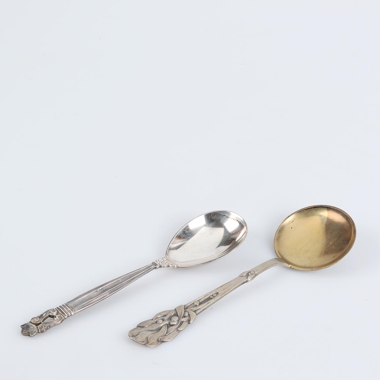 SPOONS, 2 pcs, Silver, blue Georg Jensen.