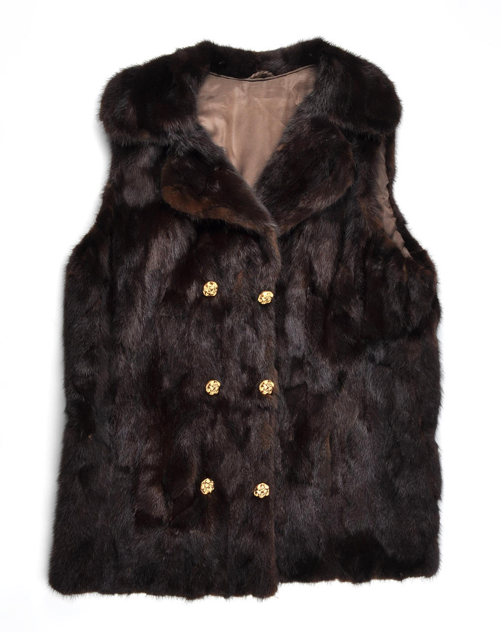 NERZWESTE. Brun Mink Mink Mid Längd Klassiskt Plagg.