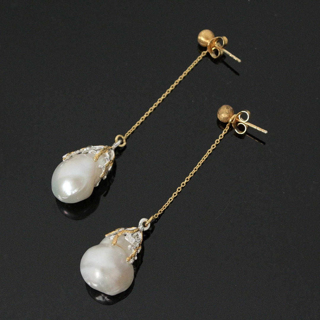 Barock pärlörhängen, 925 silver.