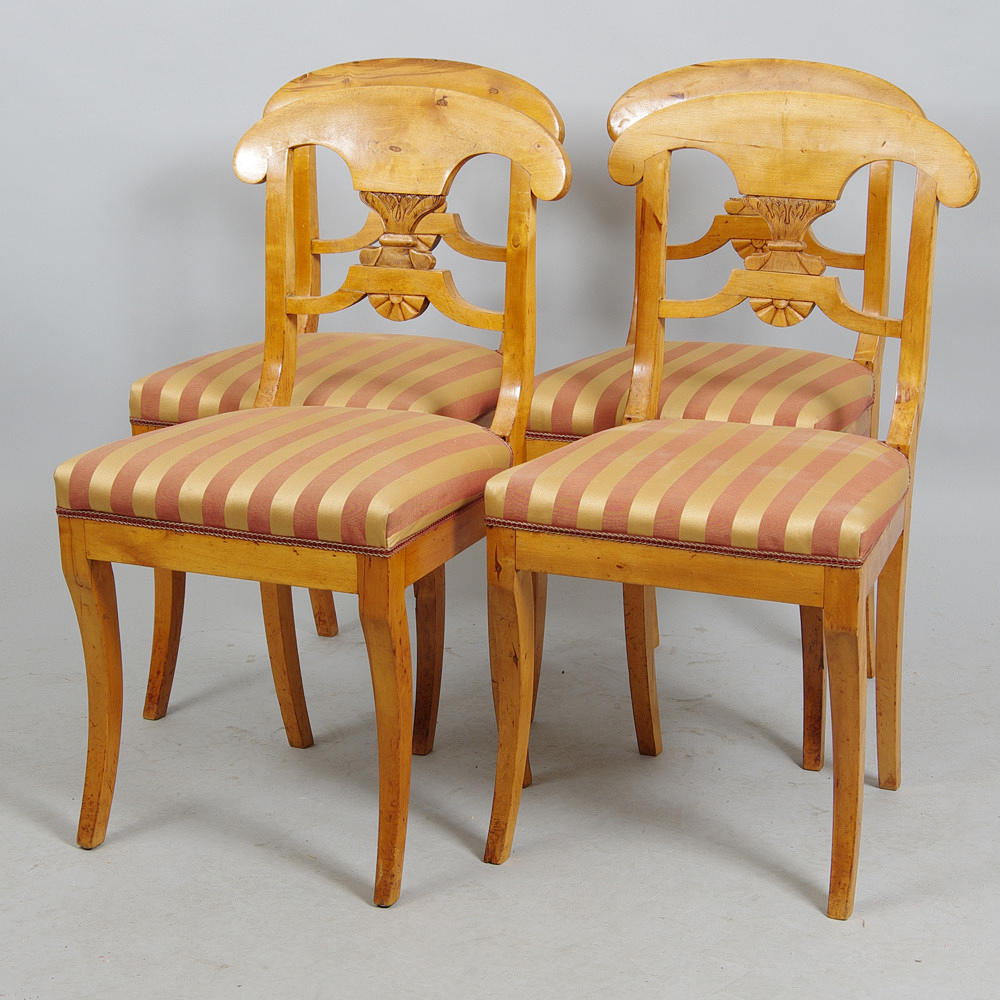 STOLAR, 4 stycken, björk, empirestil.