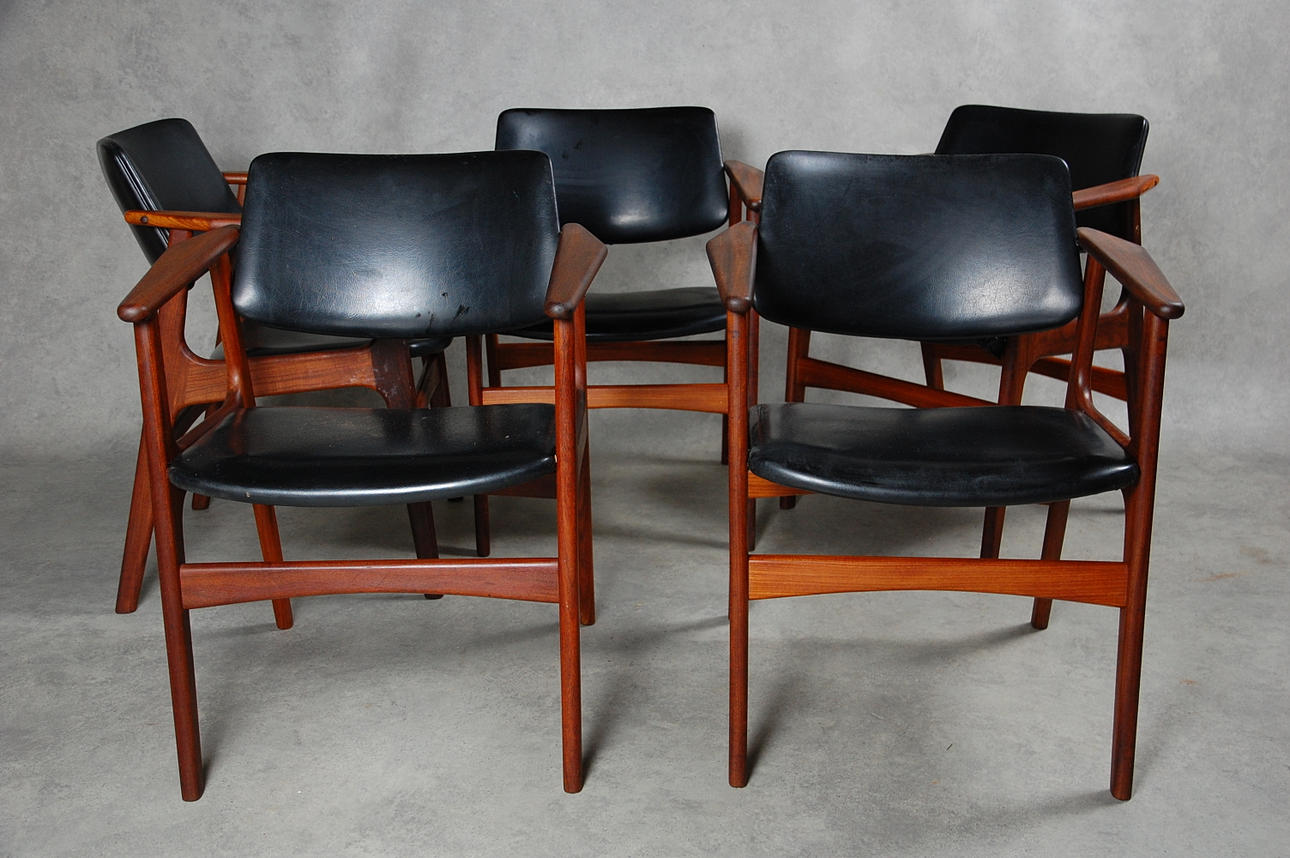 KARMSTOLAR, 5 st, Dansk design, 1960-tal.