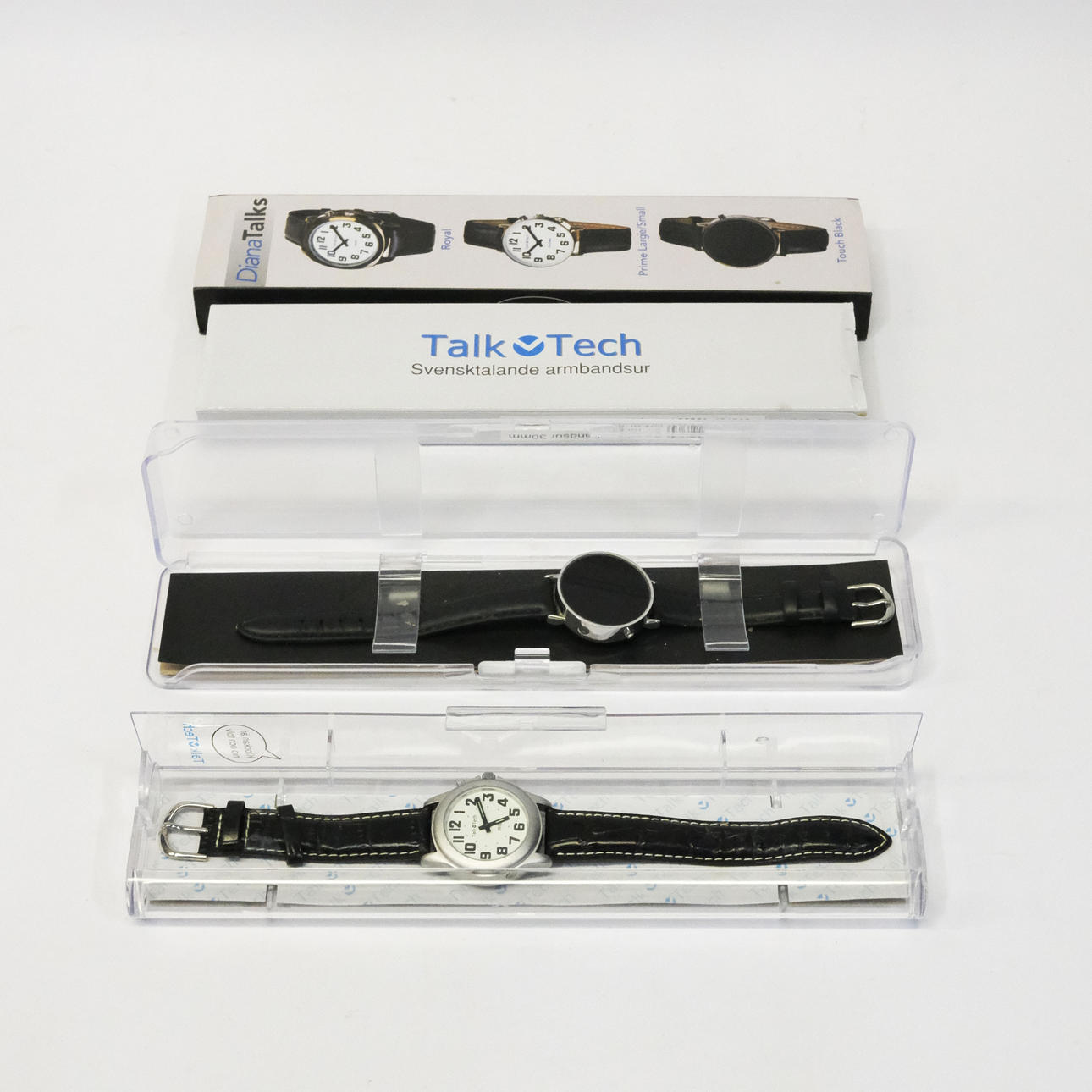 TVÅ TALANDE ARMBANDSUR, TALK TECH.