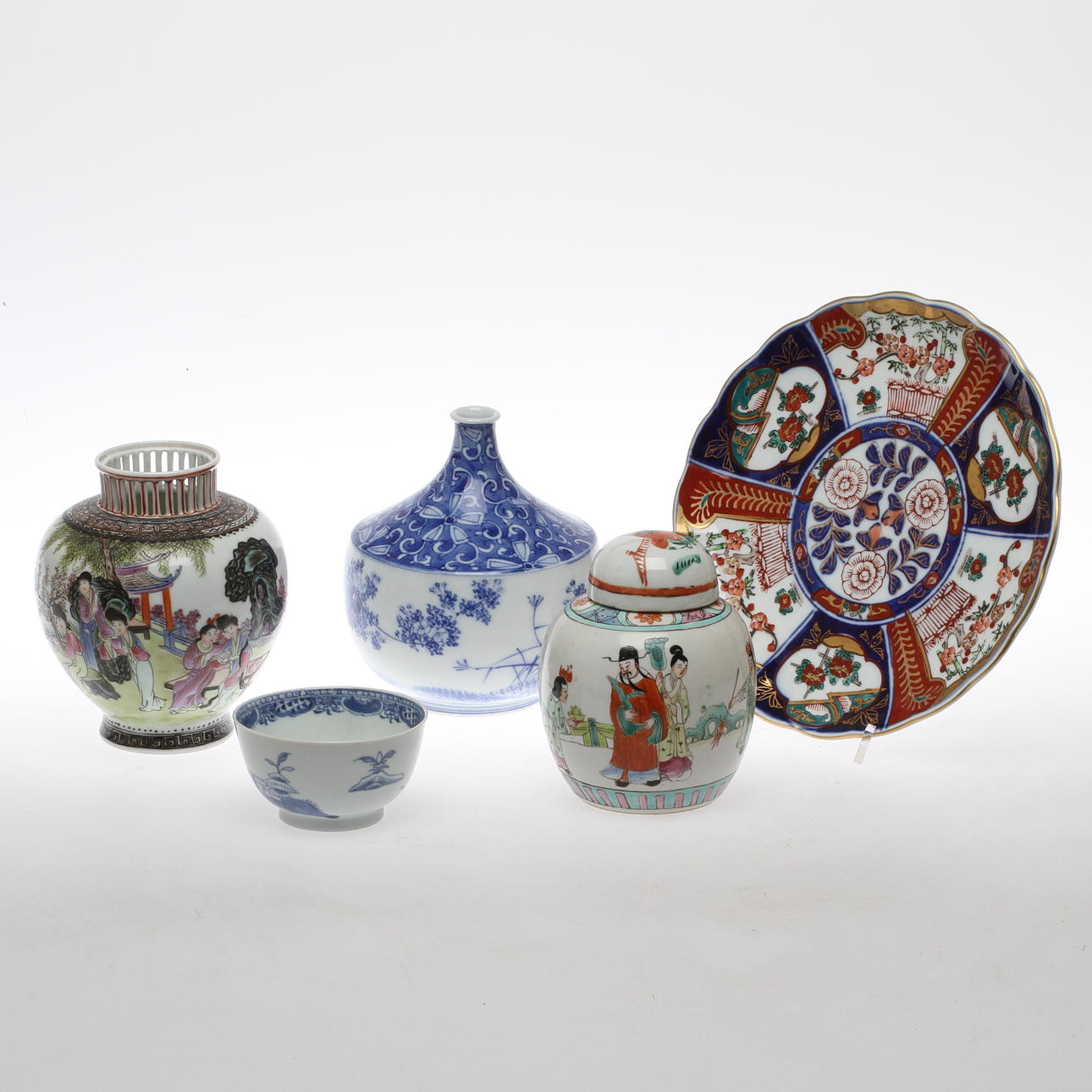 PARTI KERAMIK, 5 delar, orientaliskt.