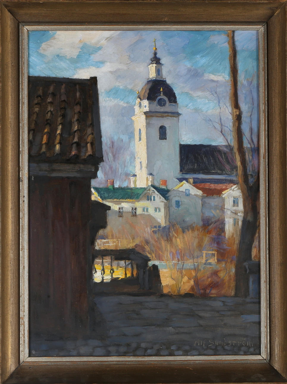 ALF SUNDSTRÖM. Parti, 2 st, olja på pannå samt pastell, signerade.