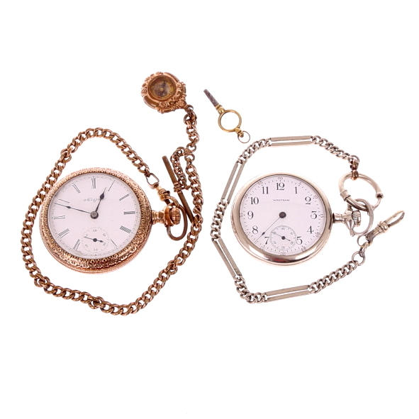 FICKUR 2 st, Waltham, Elgin med kompass, 1900-talets första hälft.