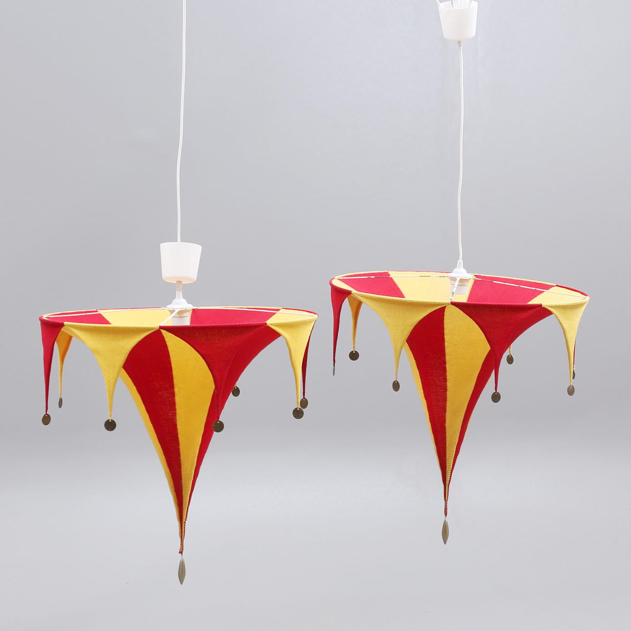 DAN MAIER. Ceiling lights, a pair, textile.