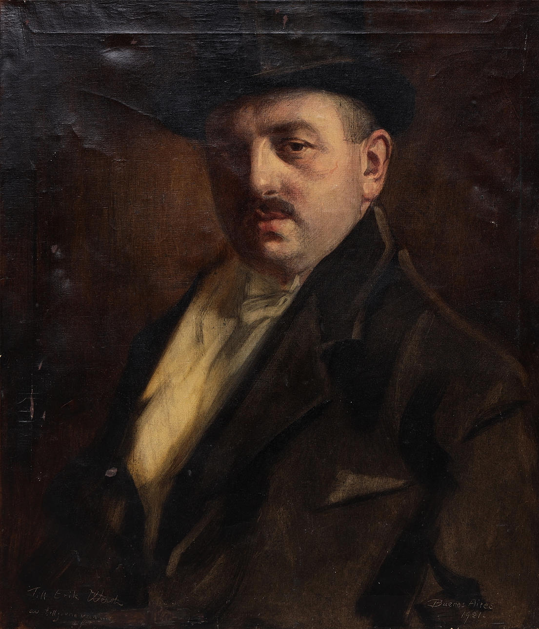 BROR KRONSTRAND. “Consul General Erik Werth, Buenos Aires 1921", oil on canvas, unsigned but with dedication.