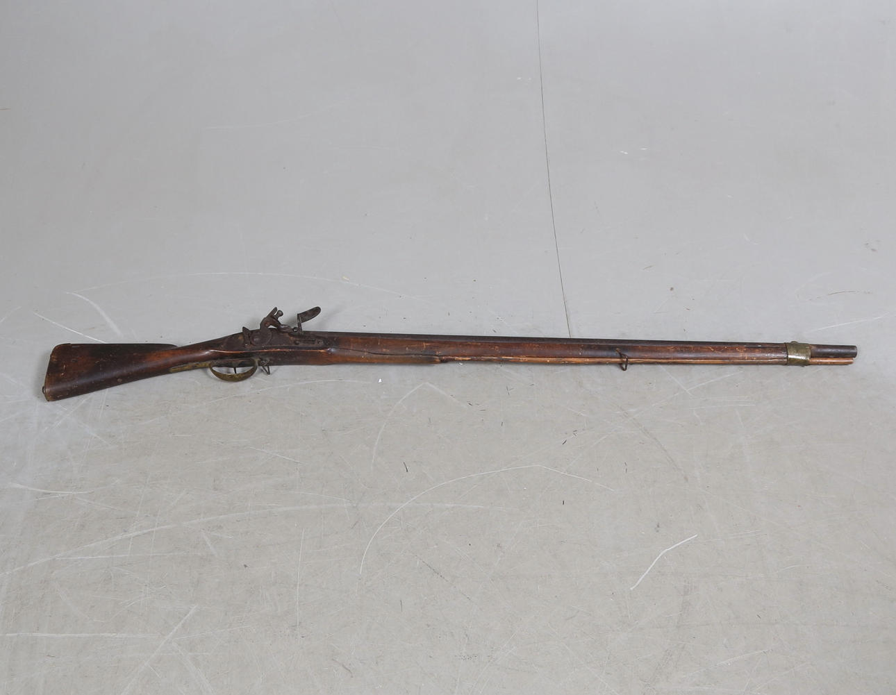 A 19th century flintlock rifle.