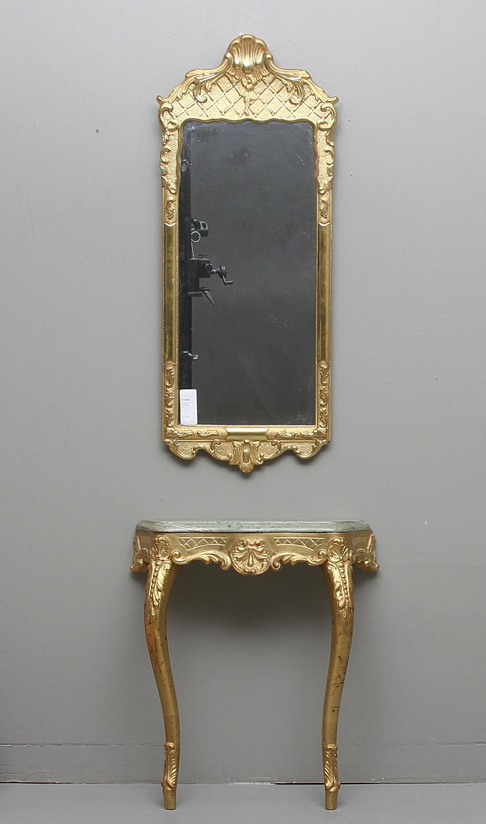 SPEGEL med KONSOLBORD, rokokostil, 1900-tal.
