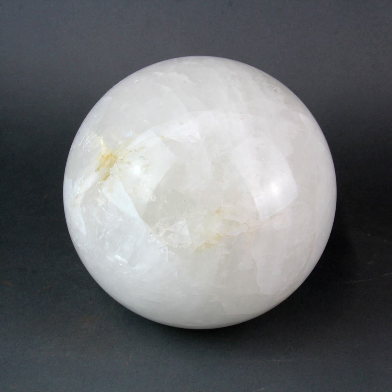 LARGE POLISHED QUARTZ CRYSTAL BALL.