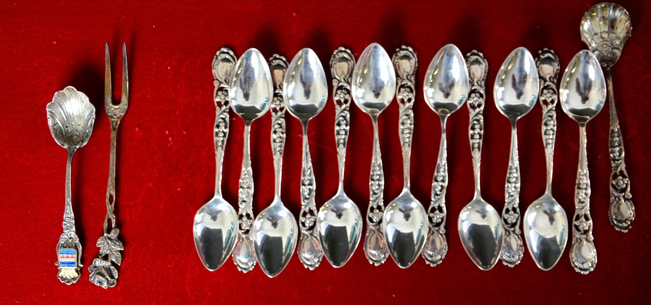 PARTI silver, huvudsakligen kaffeskedar, 15 delar.