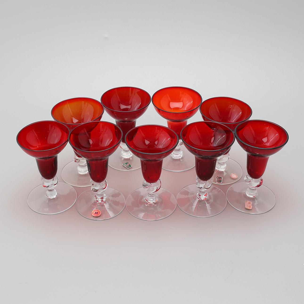 LJUSSTAKAR, 9 st, glas, Reijmyre och Elme glasbruk.