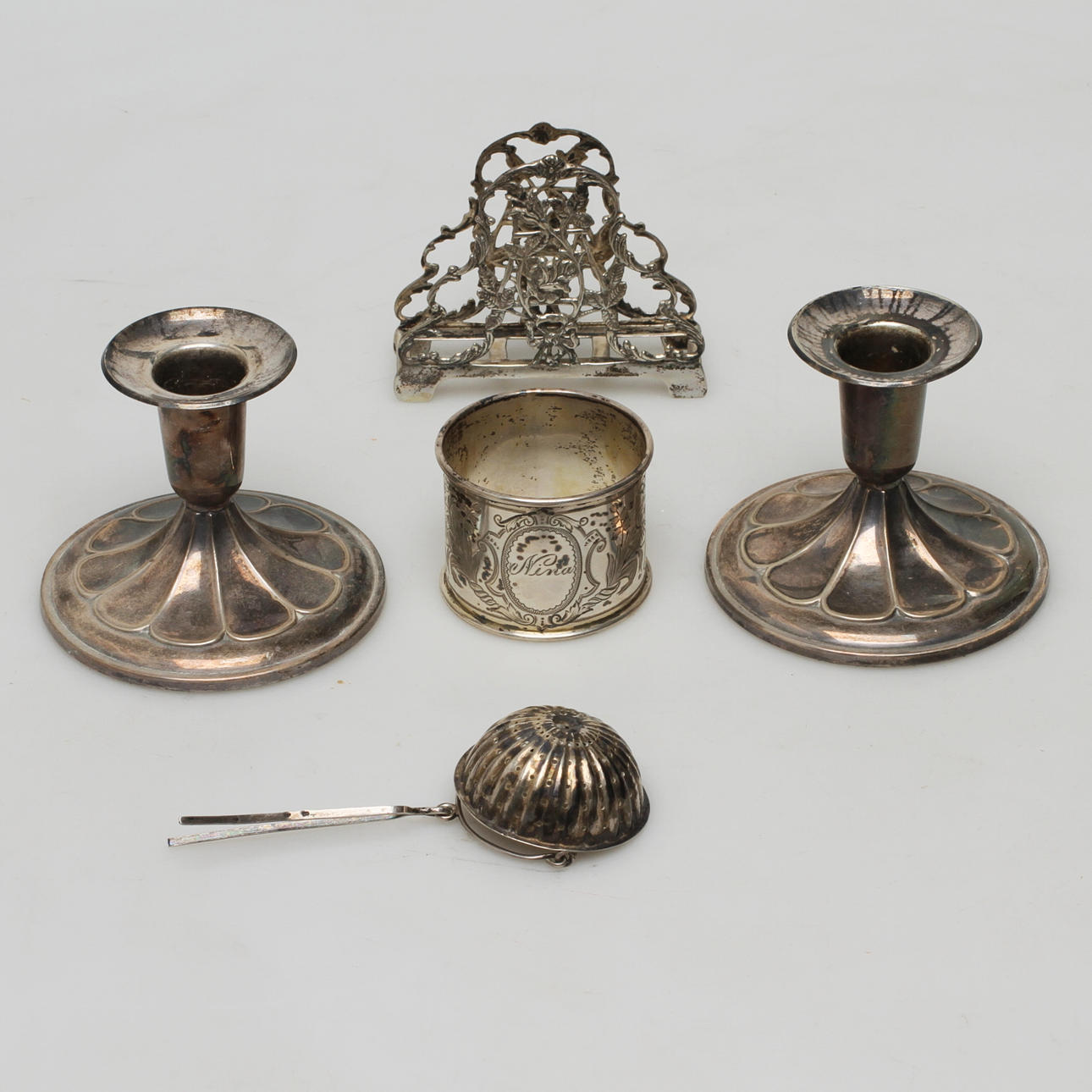 PARTI SILVER, 5 delar, silver, 18 & 1900-tal.