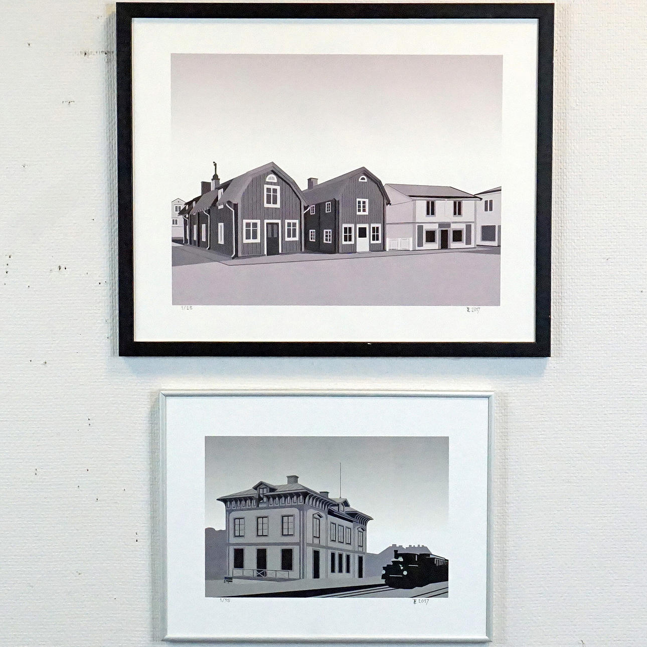 OIDENTIFIERAD KONSTNÄR, offset-tryck, 2 st, Motiv från Norrtälje.