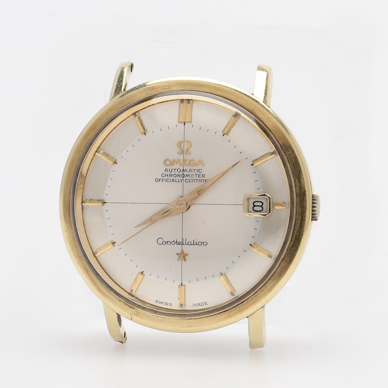 MEN'S WRISTWATCH, Omega, Constellation, so called pie pan, chronometer, automatic assignment, gold on steel. around 1963.