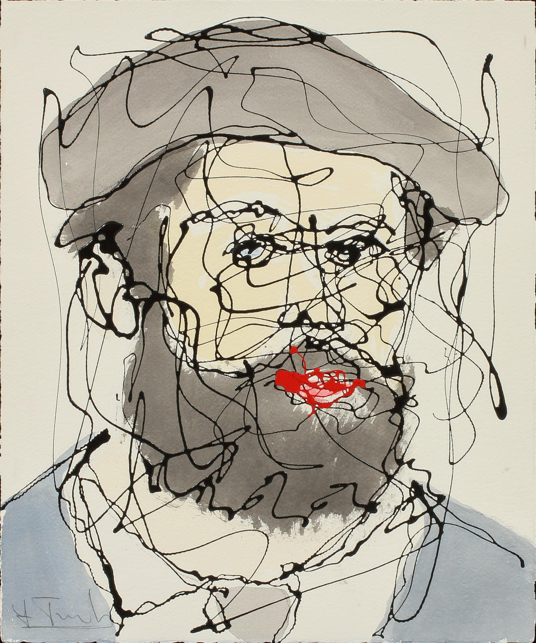 LARS TUNEBO. "Monét", handkolorerat färglitografi, signerad.