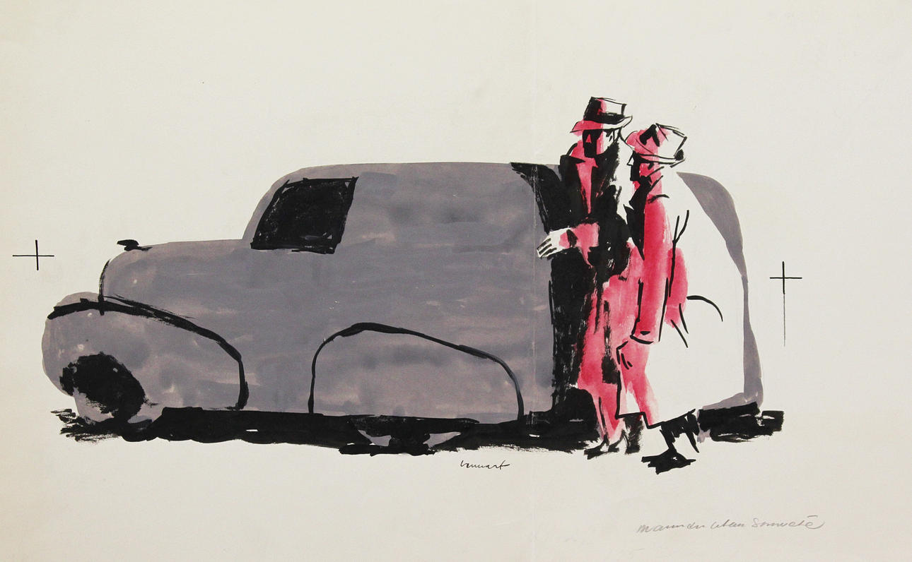 LENNART RANGHUSEN. "Mannen utan samvete". Akvarell. Signerad Lennart.