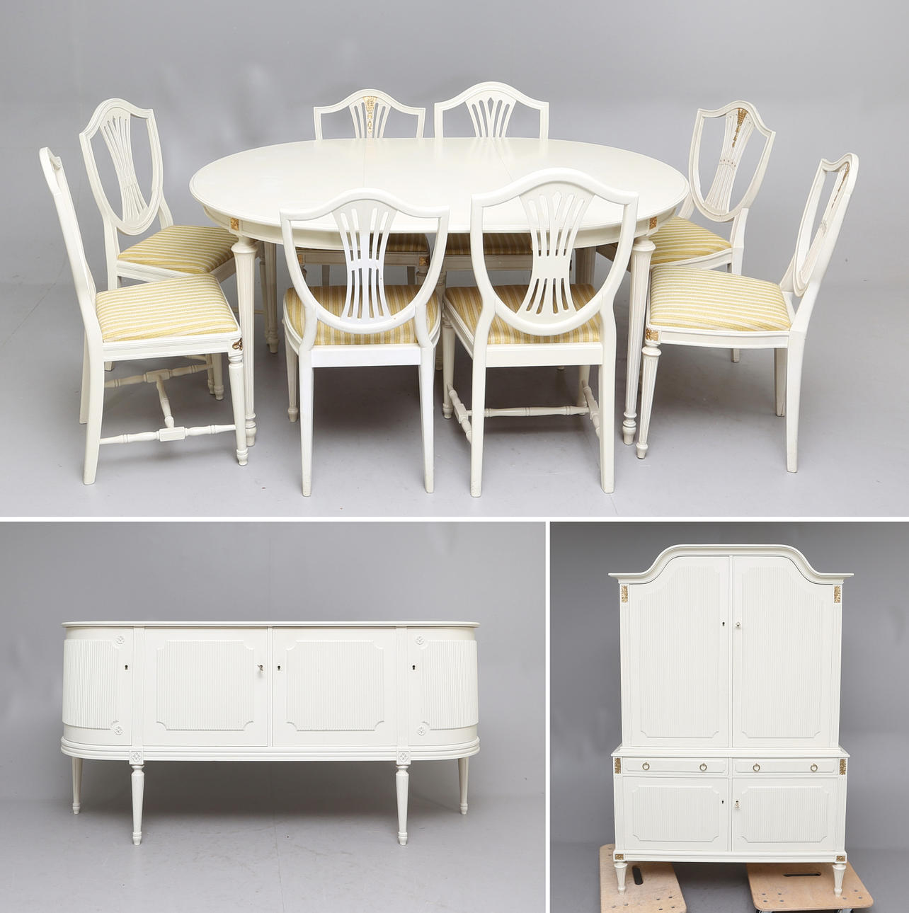 MATSALSGRUPP, 11 delar, Gustaviansk stil, Treman, 1900-tal.