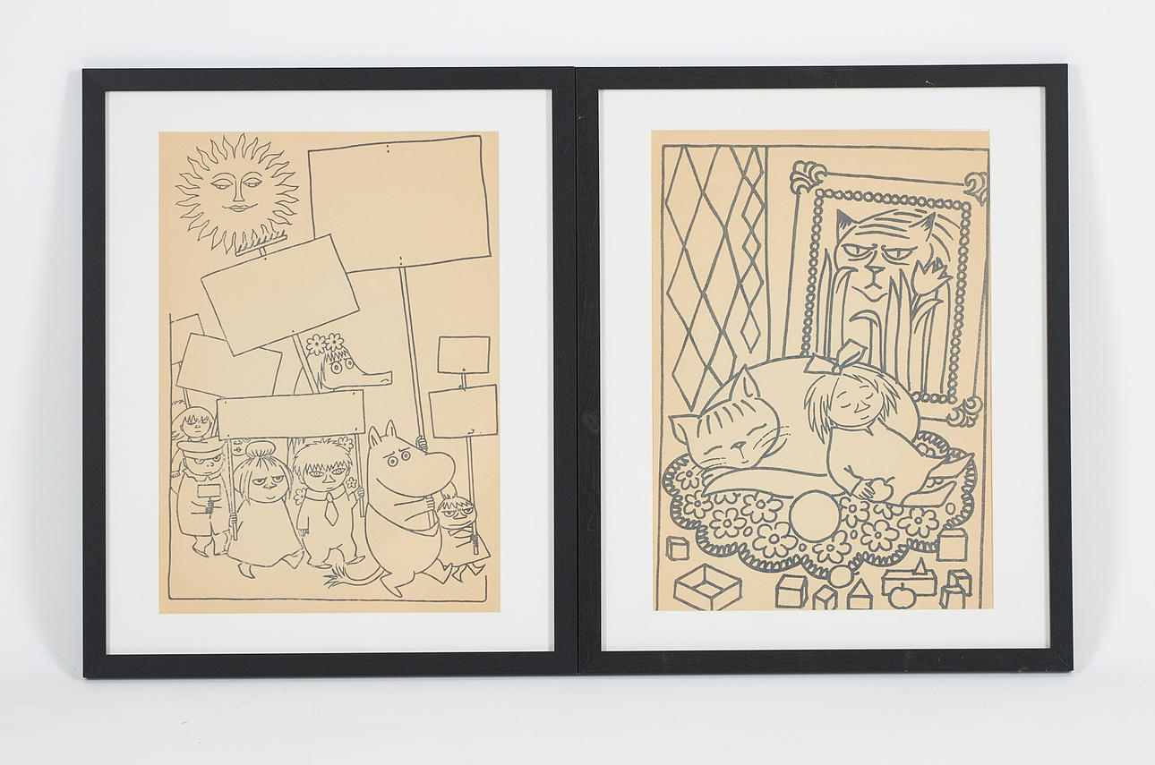 TOVE JANSSON. TWO MOOMIN MOOMIN DESIGNS.