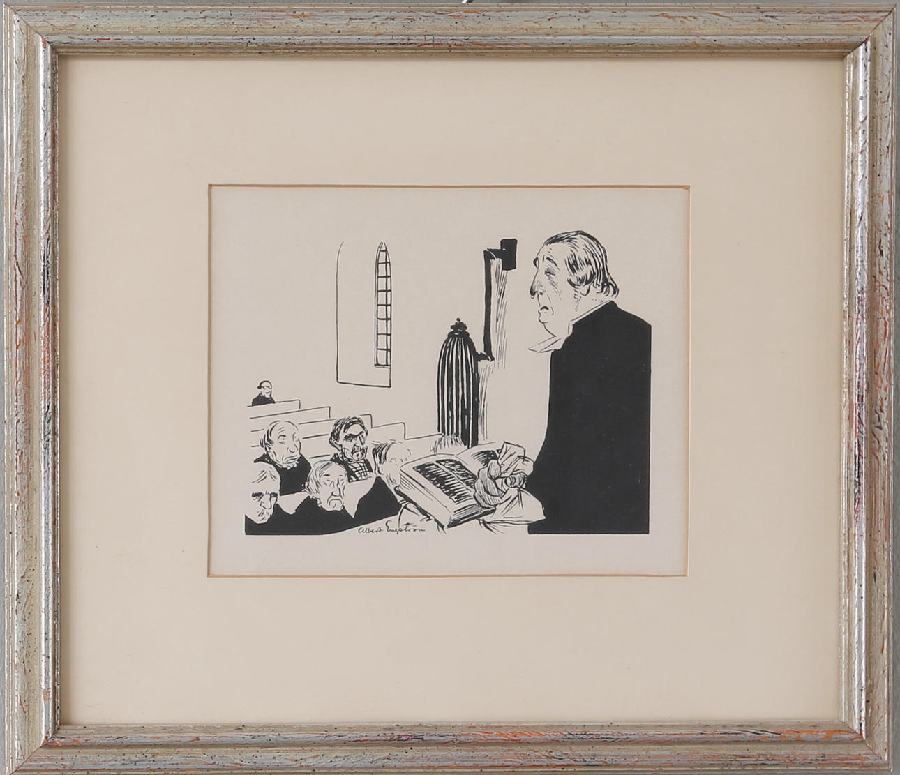 ALBERT ENGSTRÖM. Predikan, grafiskt blad.