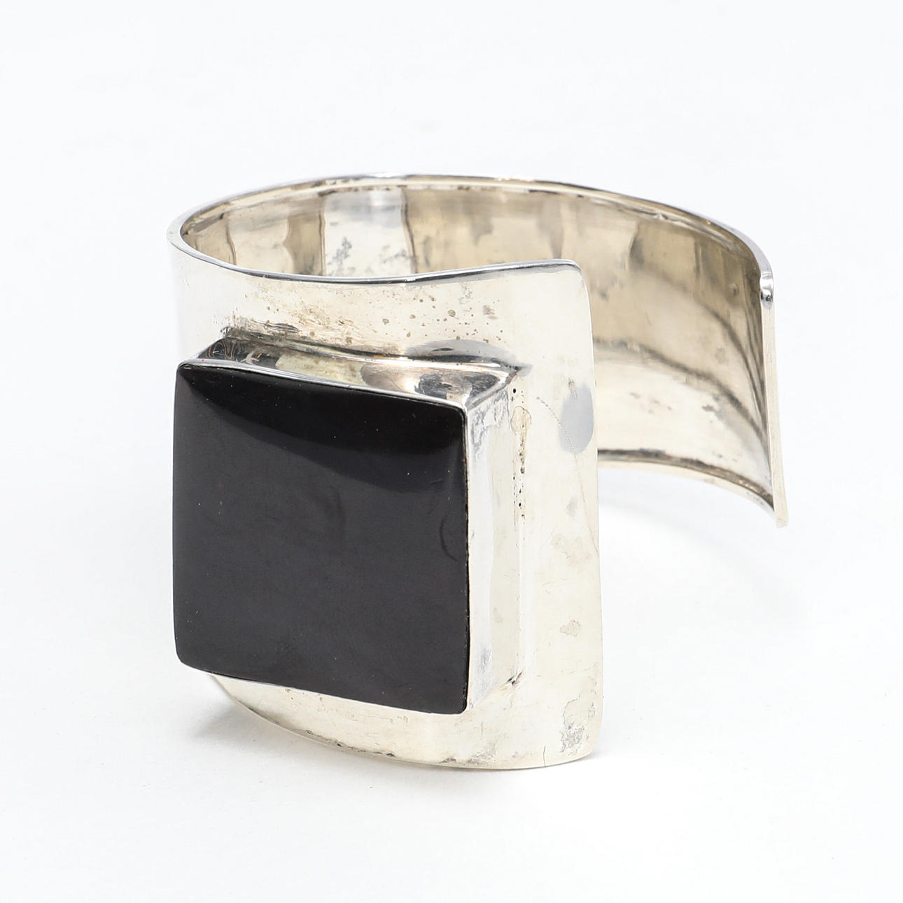 ARMREIF, Silber, schwarzer Obsidian.